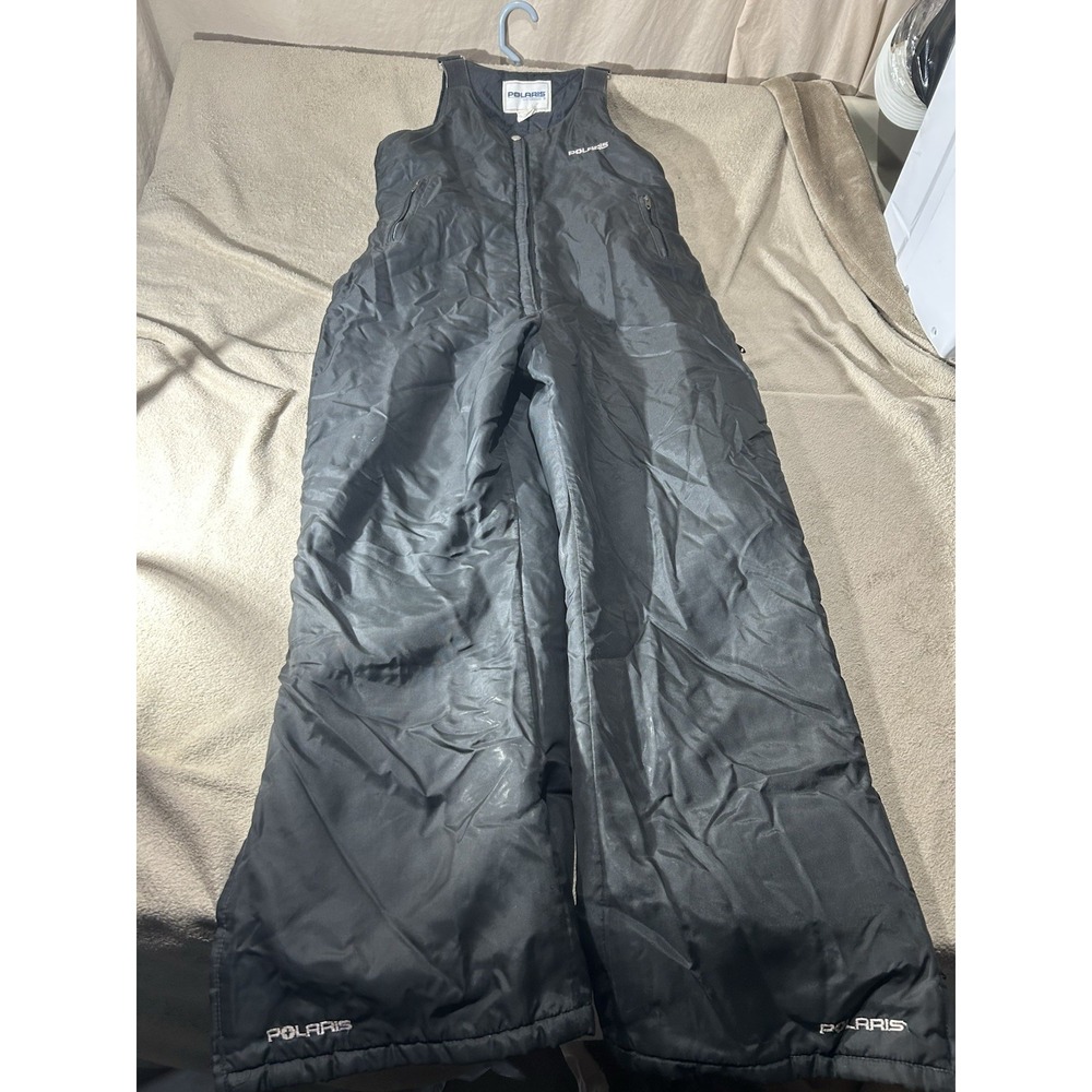 Vintage Polaris Winterwear Snowmobile Bibs Snow Pants Black Mens Large 740212
